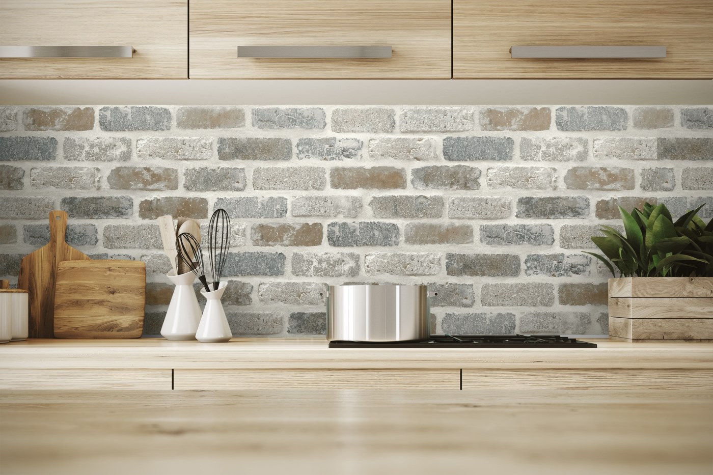 Washed Faux Brick Peel Stick Wallpapers By Grace Gardenia The
