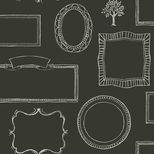 York LG1366 Rustic Living Wallpaper Collection, Chalkboard Frames