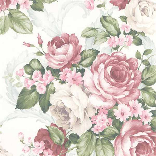 light pink vintage floral wallpaper