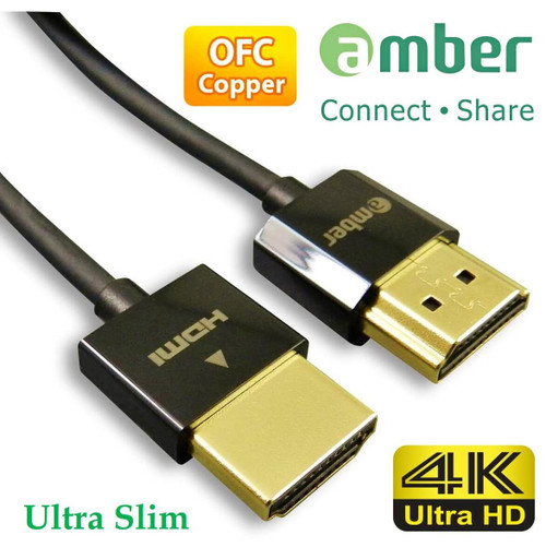 AMBER HDMIAA220 ULTRA SLIM HDMI CABLE A-A 1.8M FOR 4K ULTRA HD