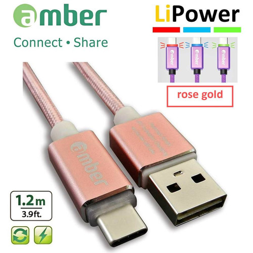 AMBER CU2-L02 USB ROSE GOLD A MALE TO USB TYPE-C MALE MOBILE FAST CHARGE SYNC CA