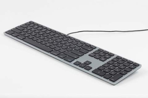 Matias White/Space Grey Wired Aluminium Keyboard for Mac, RGB backlit keys (FK318LB)
