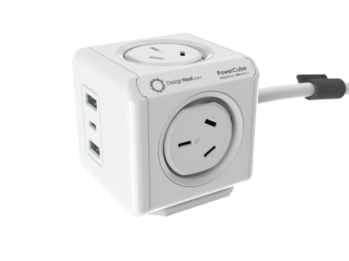 ALLOCACOC POWERCUBE EXTENDED USB WHITE- 2A+1C PD 20W 1.5m CABLE