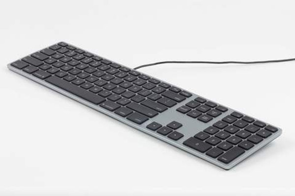 Matias White/Space Grey Wired Aluminium Keyboard for Mac, RGB backlit keys (FK318LB)