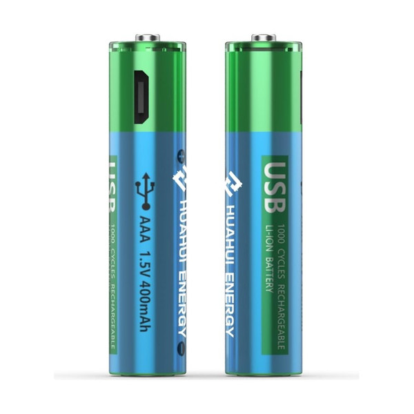 Huahui Energy USB AAA 1.5v 400mAh Rechargeable Battery-2 Pack