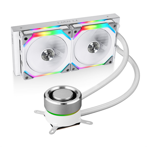 Lian Li Galahad 240 Closed Loop ARGB AIO Liquid CPU Cooler - White/Silver UNI FAN SL120