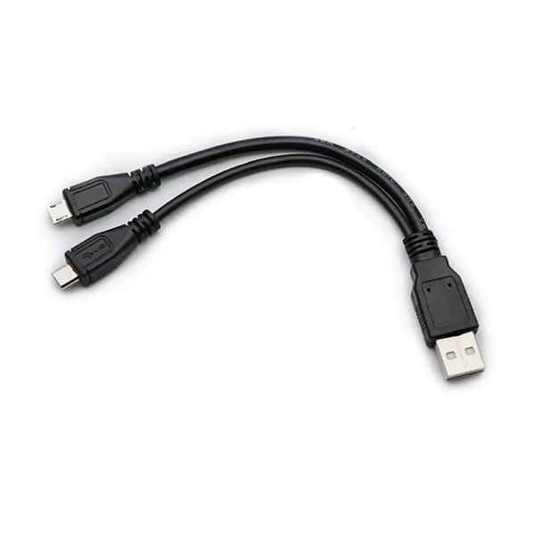 Huahui Re-chargeable Battery charging cable AM to microUSB *2 15 cm