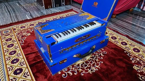 Premium Luxury Matte Blue 3 Line 9 Scale Changer Harmonium - National Music India Premium Luxury Matte Blue 3 Line 9 Scale Changer Harmonium - National Music India