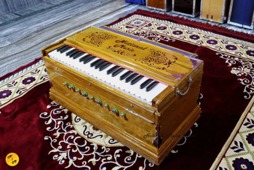 NMI Professional Double Reed Standard Non Portable Harmonium With 7 Fold Bellows and black-white 42 keys- National Music India