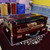 Brown walnut 3 reeds 9 scale changer built in shruti box harmonium with silver and gold brass decoration