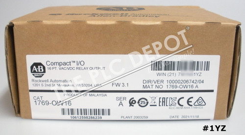 2021 New Sealed! Allen Bradley 1769-OW16 /A COMPACT 16PT DC OUTPUT MODULE #1YZ