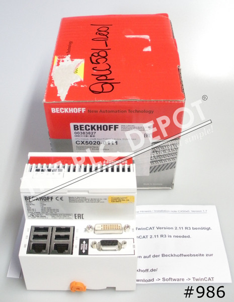 BRAND NEW IN BOX BECKHOFF CX5020-0111 CPU MODULE Z530 1.6Ghz 512MB Ram #986