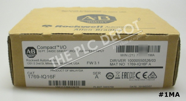 NEW Sealed 2019 Allen Bradley 1769-IQ16F CompactLogix 24V DC High-Speed #1MA