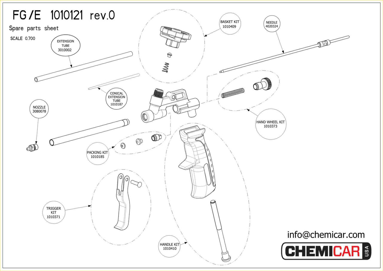 Replacement Parts for FGT, FGE Foam Gun
