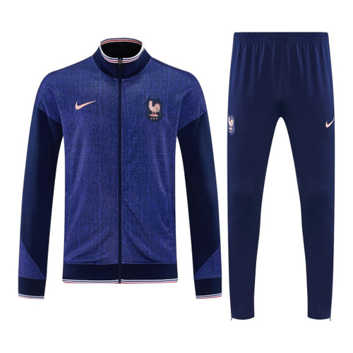 France 2026 Men's Textured Navy Long Zip Tracksuit