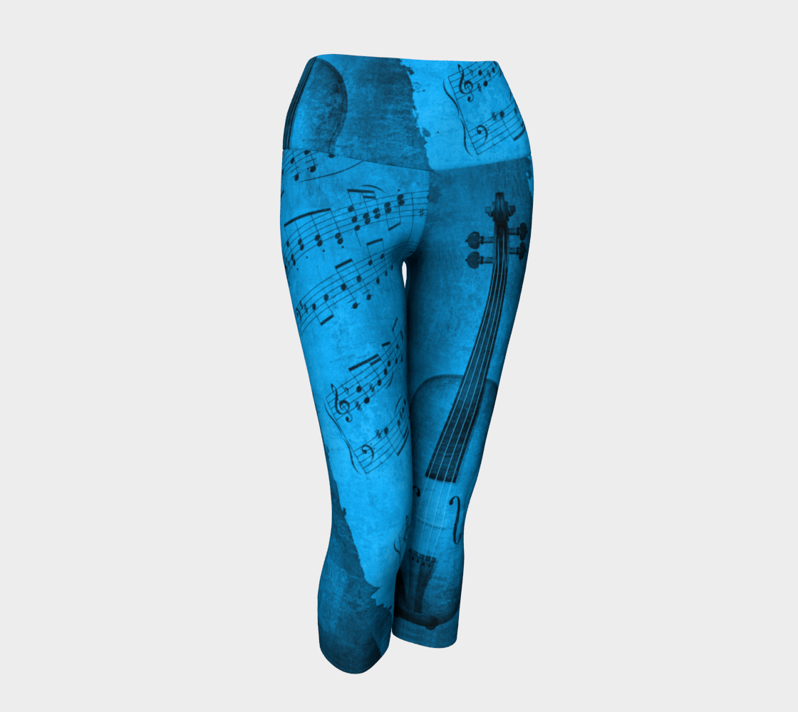 Blue Violin Yoga Leggings Capris - Made in Canada | Compression Leggings  Made of Performance Knit Fabric