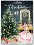 Nutcracker Inspired Christmas Card - Violin Christmas Card - Clara in a Pink Dress Holding the Nutcracker - Holiday Card - 5"x7"