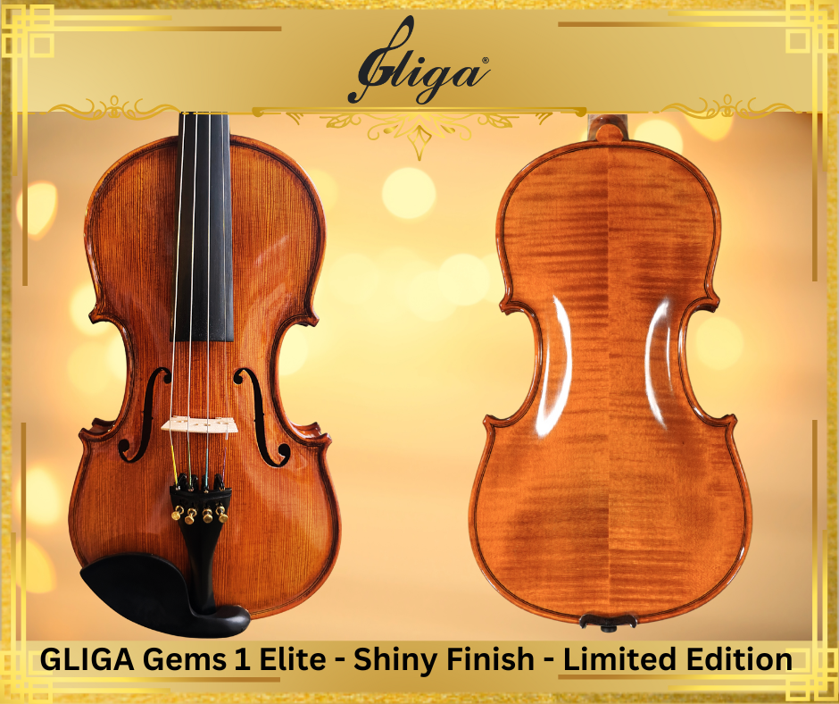 1 - D1715V - Gliga Gems 1 Elite Violin - Shiny Finish - Limited Edition - Top and Back Details