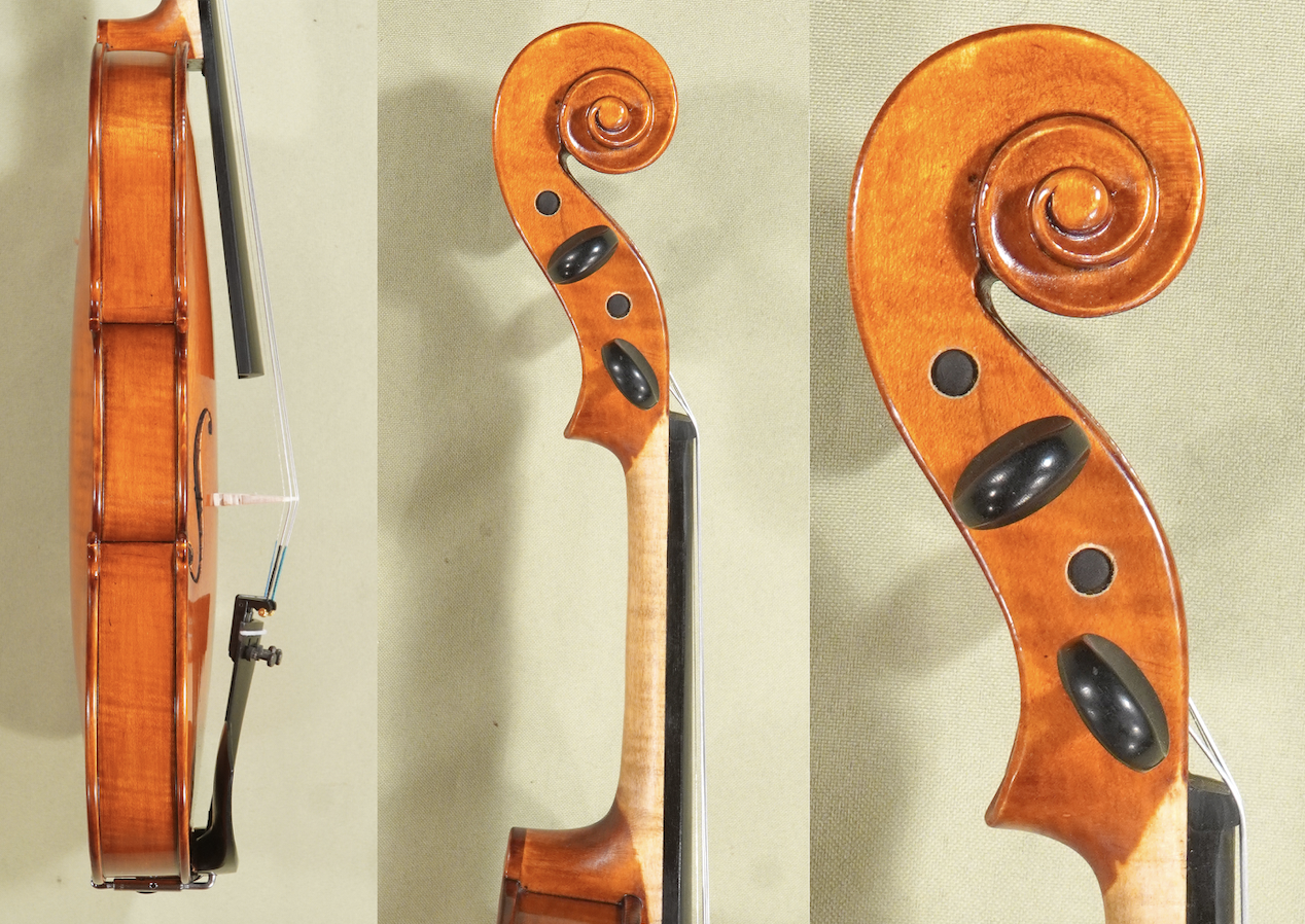 4/4 Gliga Gems 1 Elite Intermediate Student Violin - Code D1704V - Scroll Neck Sides Detail - Flamed Maple from Romania