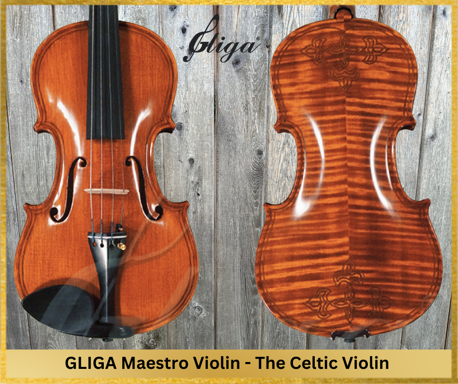 4/4 Gliga Maestro Violin - Celtic Flower - Celtic Violin