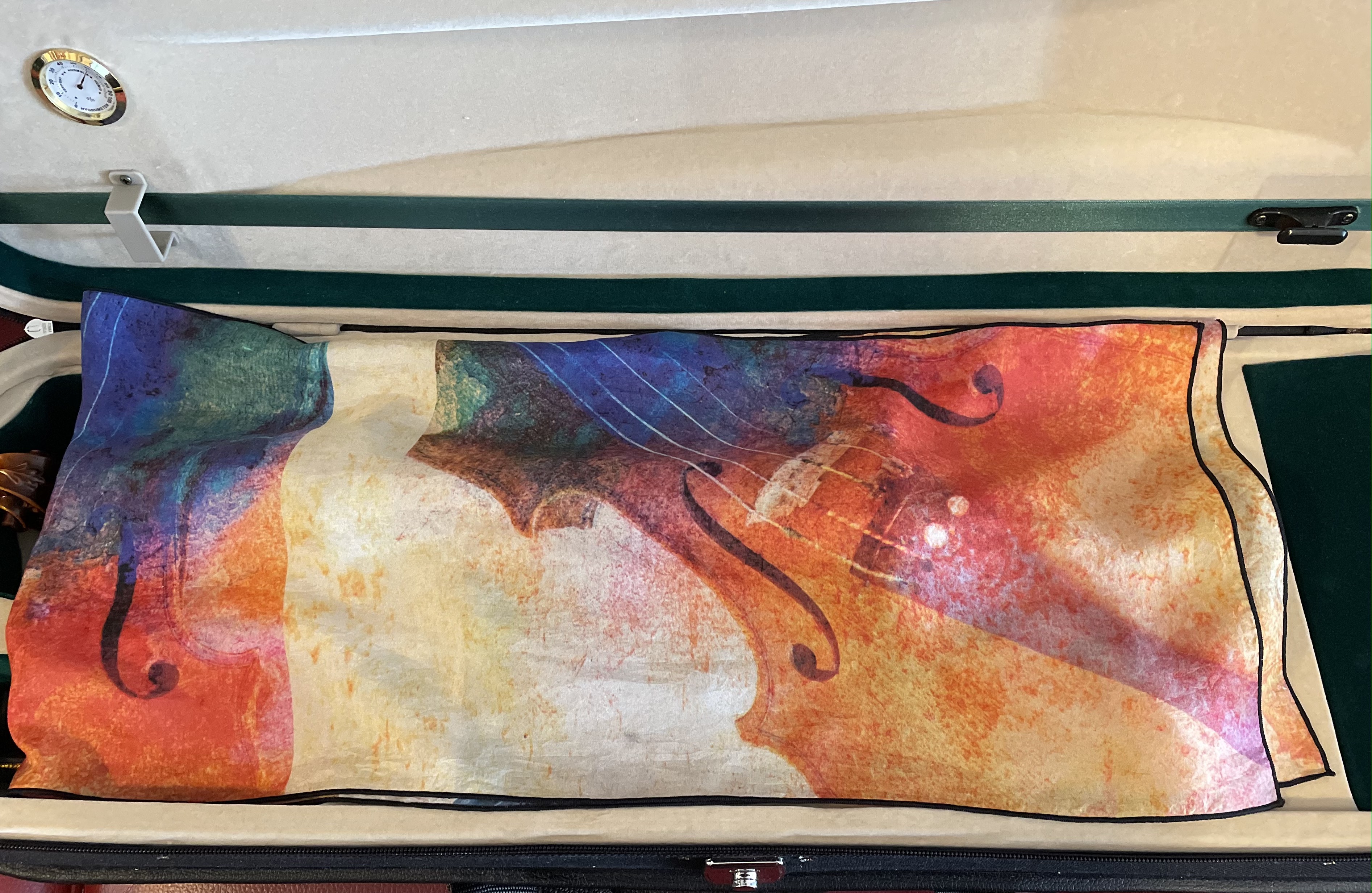 100% Silk Scarf with Violin Print- Great Gift for Violinists, Violin Teachers, Violin Lovers