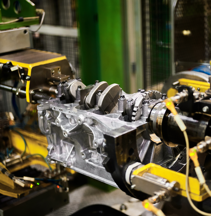 engine on a testing bench