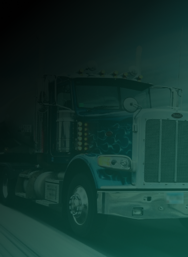 semi truck with green overlay