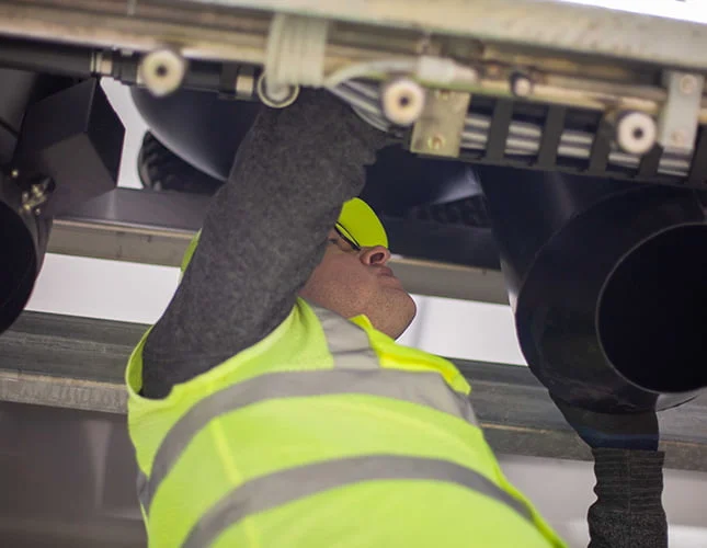 Technician performing installation