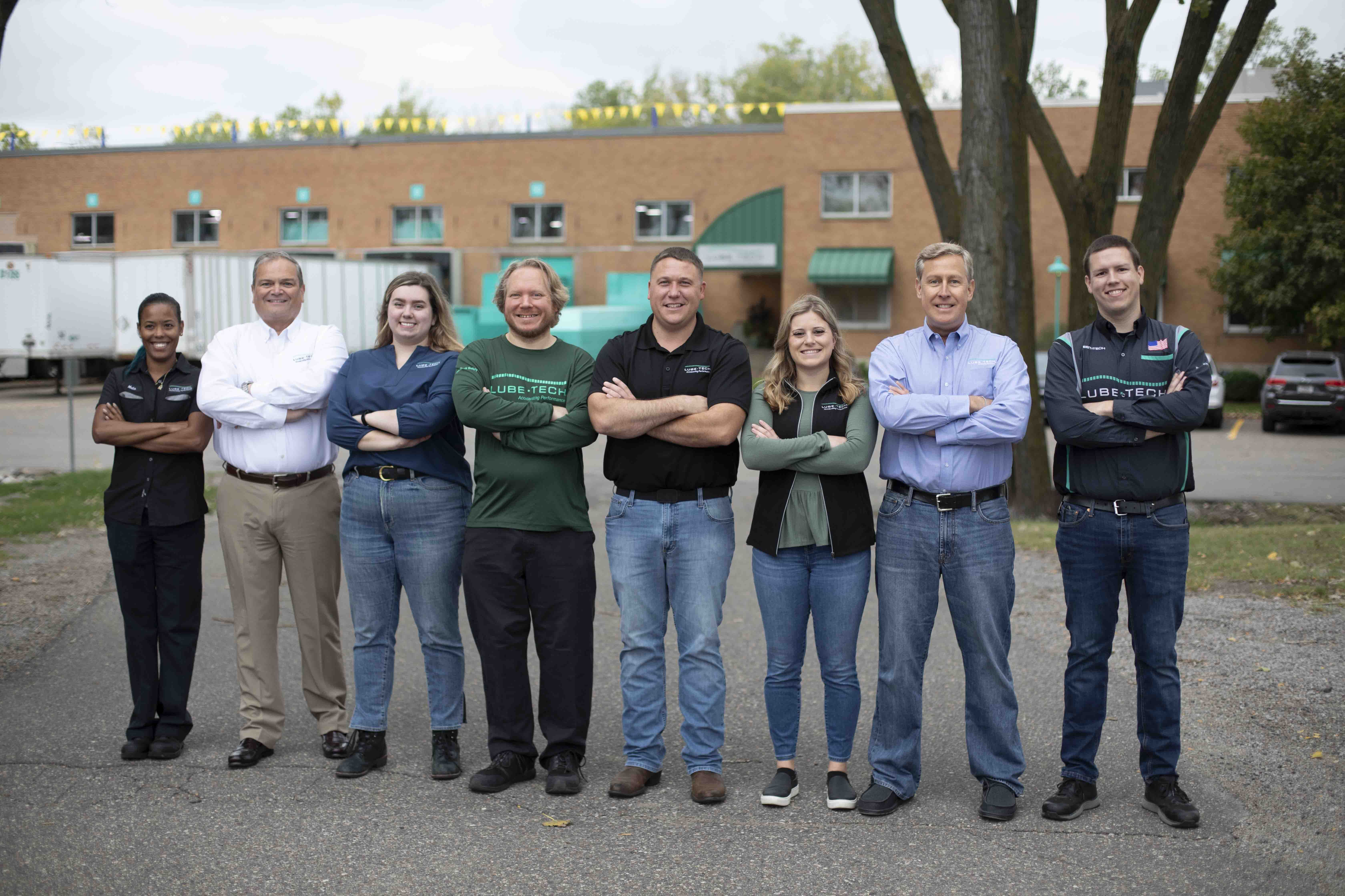 A large group of LubeTech employees posing for a photo