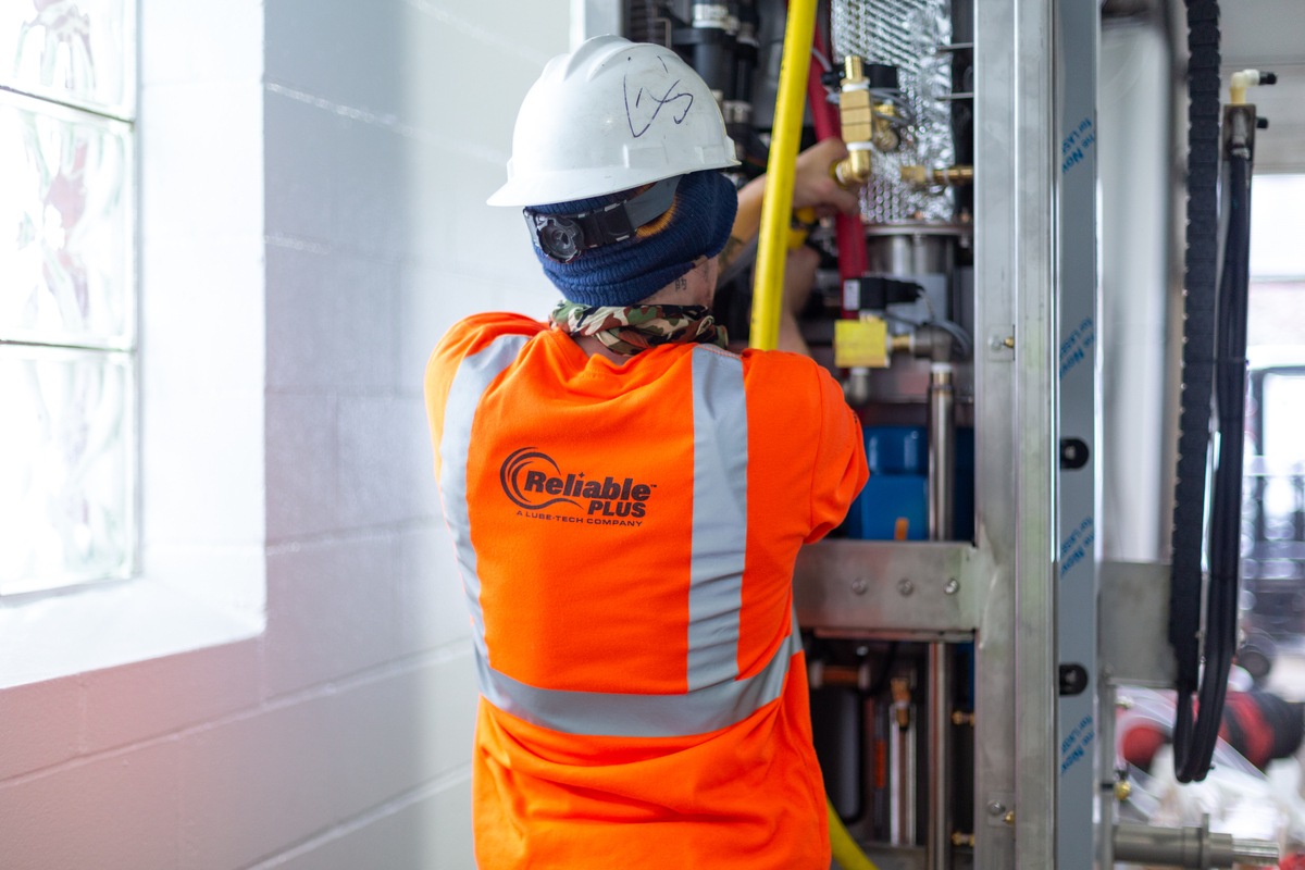 Technician working on a machine