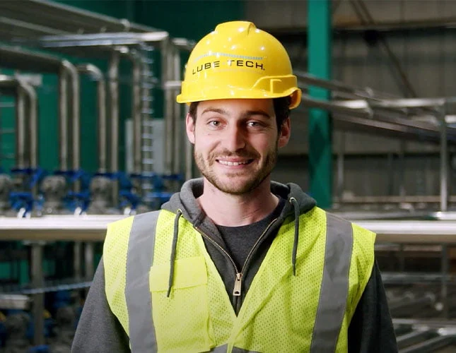 Lubetech worker in safety gear
