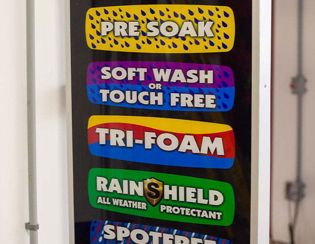 Automatic car wash feature board