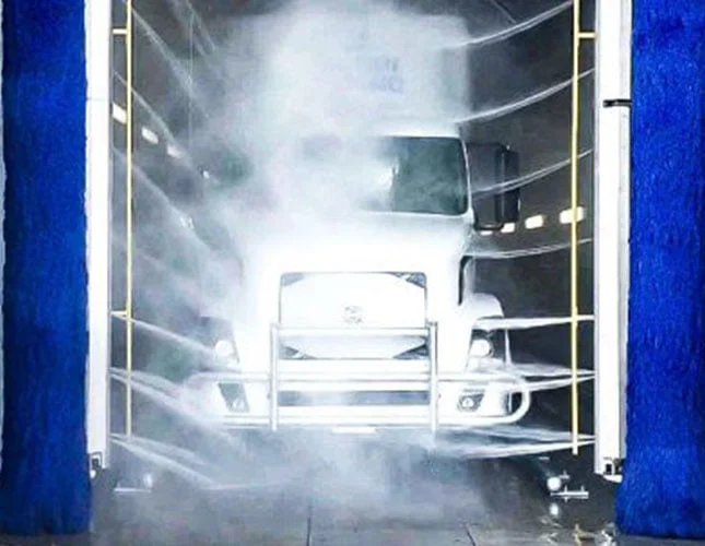 semi going through automatic wash