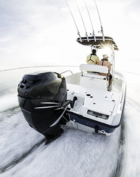 Speed boat driving through water