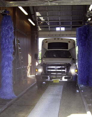 Bus going through a wash