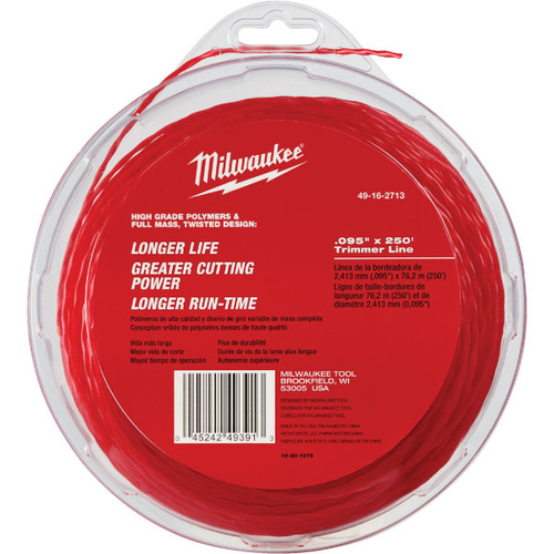 .095" X 250' TRIMMER LINE 49-16-2713   MILWAUKEE