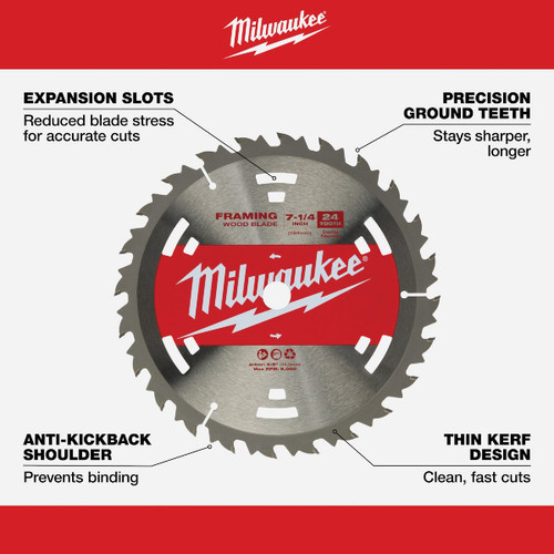 MILWAUKEE 7 - 1/4 24T BASIC FRAMER CIRCULAR BLADE  48-41-0710