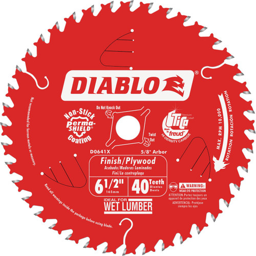 FREUD DIABLO 6-1/2  X 40T FINISHING SAW BLADE  303982  D0641A