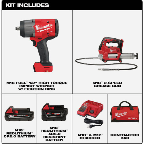 M18 FUEL 1/2 HTIW W/ GREASE GUN KIT  2967-22GG  MILWAUKEE
