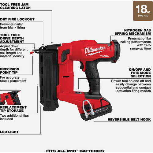 M18 18GA ST NAILER KIT  2746-21CT  MILWAUKEE