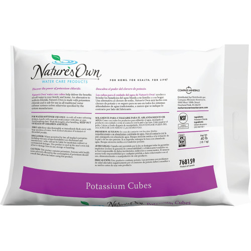 NATURES 40LB WHITE BAG POTASSIUM WATER SOFTNER SALT CUBES