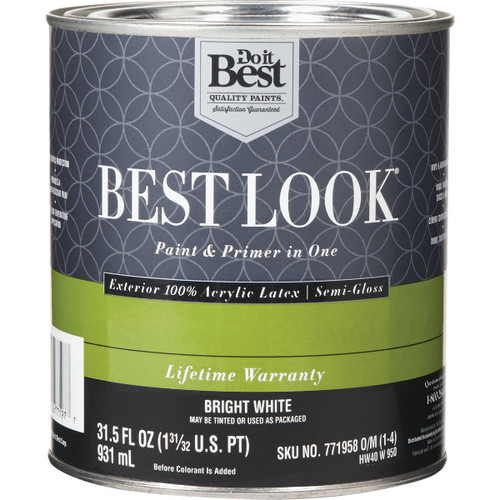 BEST LOOK 1-QT EXTERIOR SEMI-GLOSS PAINT BRIGHT WHITE