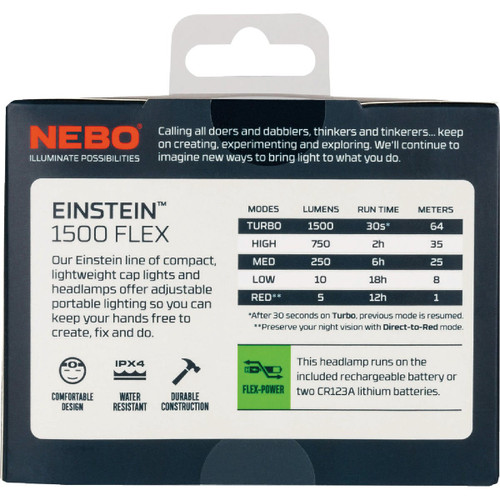 NEBO EINSTEIN FLEX1500LM LED RECHARGEABLE HEADLAMP