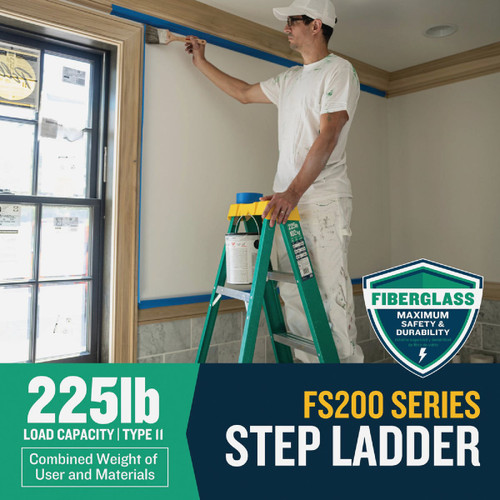 WERNER 6' 225LB GREEN FIBERGLASS STEP LADDER TYPE II