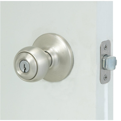 POLO SATIN NICKEL ENTRY DOOR KNOB KWIKSET