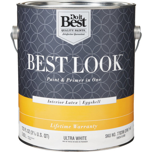 BEST LOOK 1-GAL INTERIOR EGGSHELL PAINT ULTRA WHITE