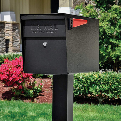 MAIL BOSS C3 BLACK STEEL SECURITY POST MOUNT MAILBOX