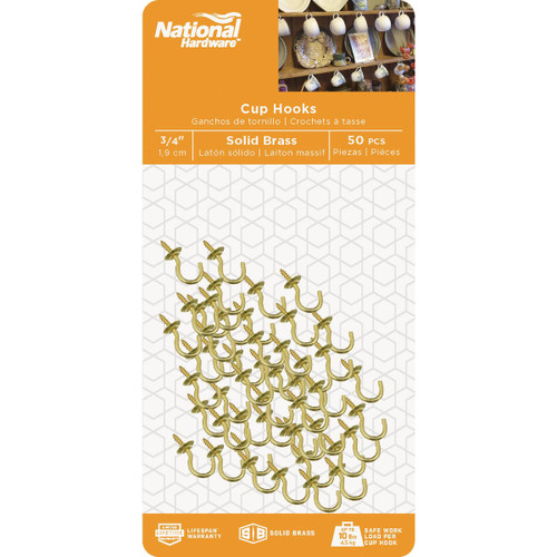 3/4 CUP HOOK BRASS PACK-OF-50  VS2021