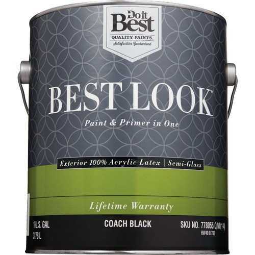 BEST LOOK 1-GAL EXTERIOR SEMI-GLOSS PAINT COACH BLACK