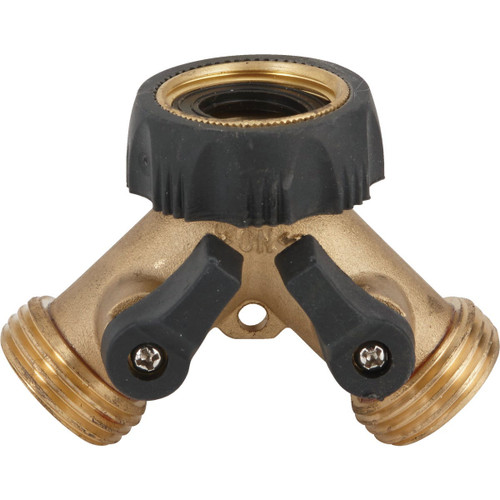 DIB BRASS Y-CONNECTOR HOSE SHUTOFF